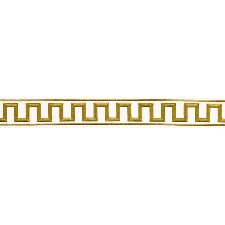 Greek Key Embroidered Tape Gold 70813 by Schumacher Trim Perennial Favorite Trims 1.75" - Fabric Carolina -