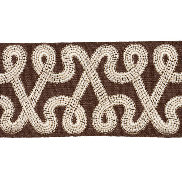 Freeform Embroidered Tape Chocolate 76736 by Schumacher Designer Trim Perennial Favorite Trims 3.88" - Swanky Fabrics -