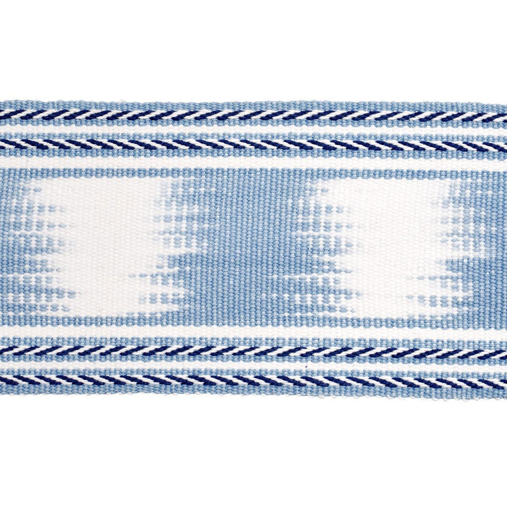 Banyan Ikat Tape Sky 79304 by Schumacher Designer Trim Perennial Favorite Trims 4.25" - Swanky Fabrics -