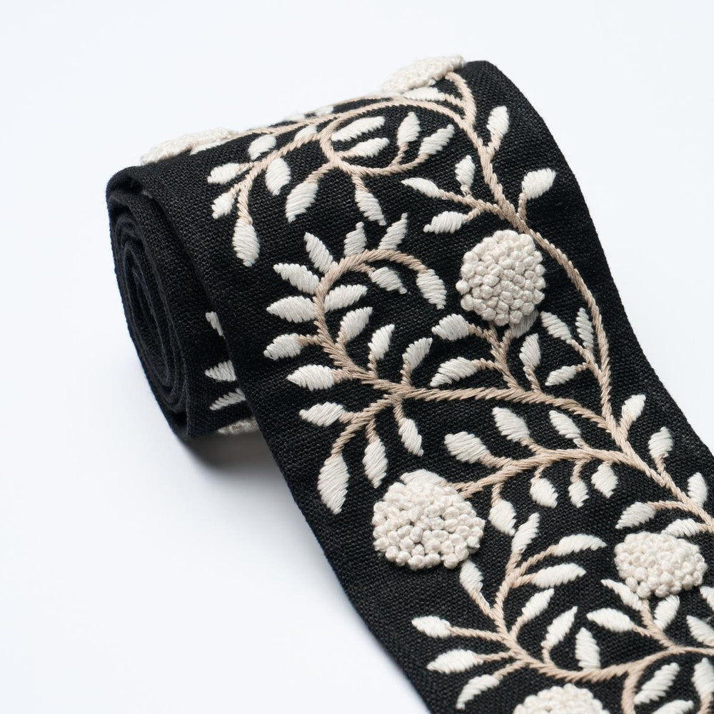 Ashoka Tape Black & Cream 76298 by Schumacher Designer Trim Perennial Favorite Trims 11.5" - Swanky Fabrics -