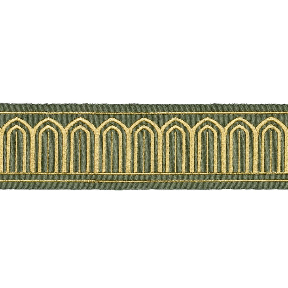 Arches Embroidered Tape Medium Olive 81152 by Schumacher Trim Perennial Favorite Trims 2.0" - Fabric Carolina -