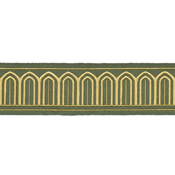 Arches Embroidered Tape Medium Olive 81152 by Schumacher Trim Perennial Favorite Trims 2.0" - Fabric Carolina -