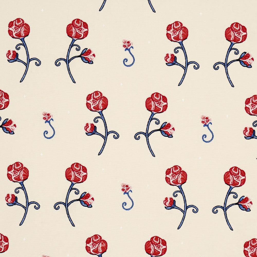 Rhinestone Cowboy Embroidery Poppy 84550 by Schumacher Designer Fabric Backdrop 16.5" - Swanky Fabrics -