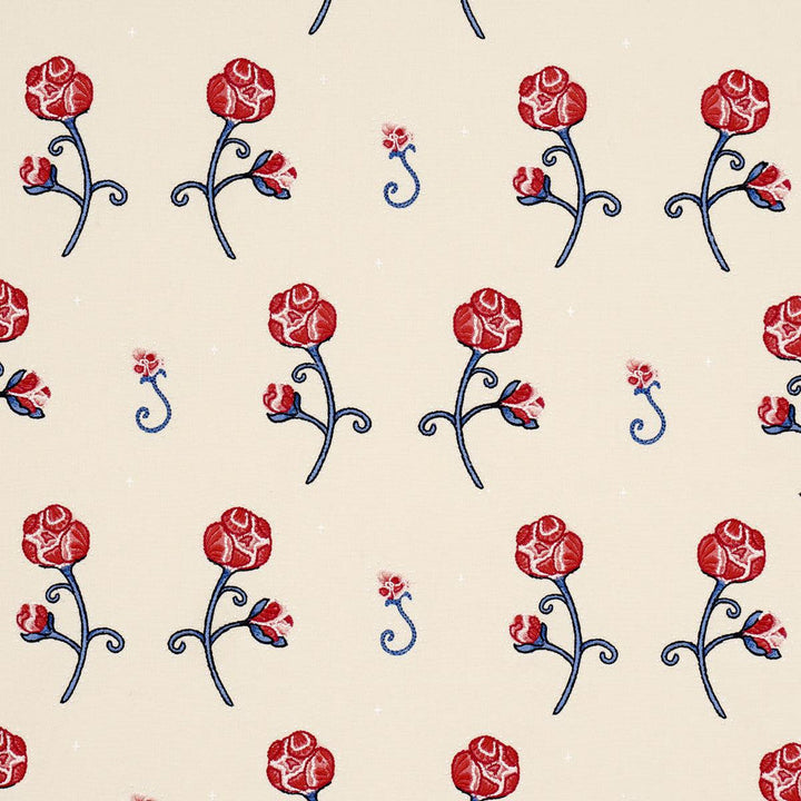 Rhinestone Cowboy Embroidery Poppy 84550 by Schumacher Designer Fabric Backdrop 16.5" - Swanky Fabrics -