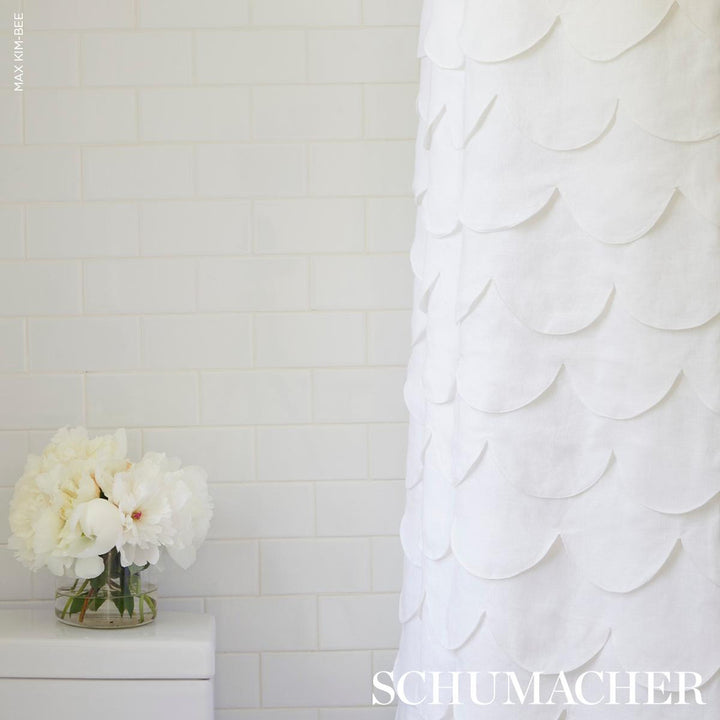 Prep School Hand Pieced Scallop White 84400 by Schumacher Fabric Studio Bon 5.38" - Fabric Carolina -