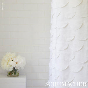 Prep School Hand Pieced Scallop White 84400 by Schumacher Fabric