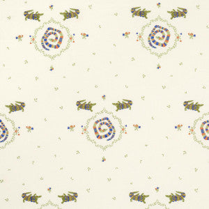 Reptilia Embroidery Bright Multi On Ivory 84540 by Schumacher Fabric