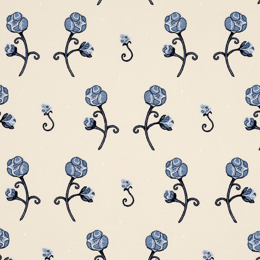 Rhinestone Cowboy Embroidery Navy 84551 by Schumacher Designer Fabric Backdrop 16.5" - Swanky Fabrics -