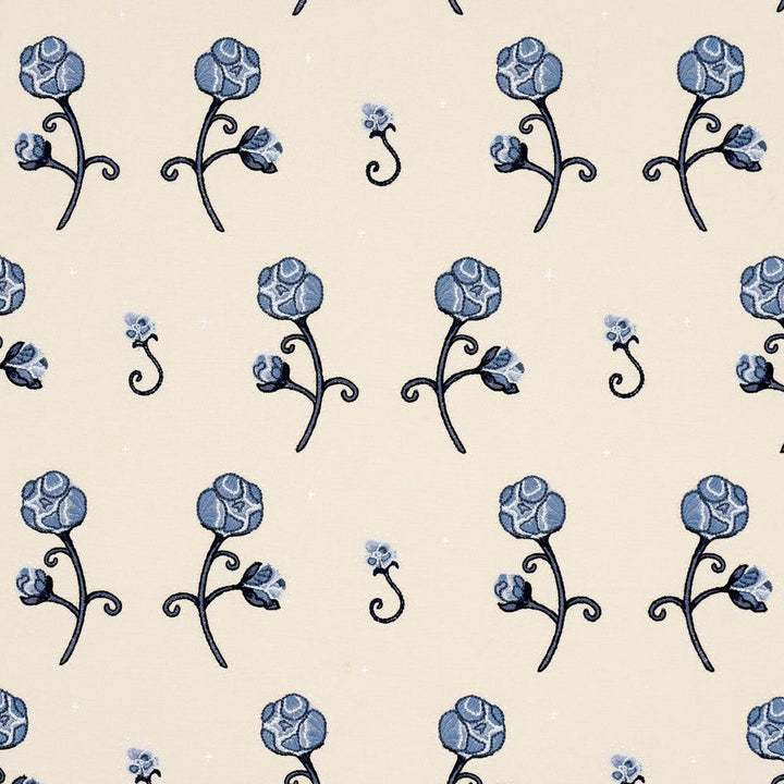 Rhinestone Cowboy Embroidery Navy 84551 by Schumacher Designer Fabric Backdrop 16.5" - Swanky Fabrics -