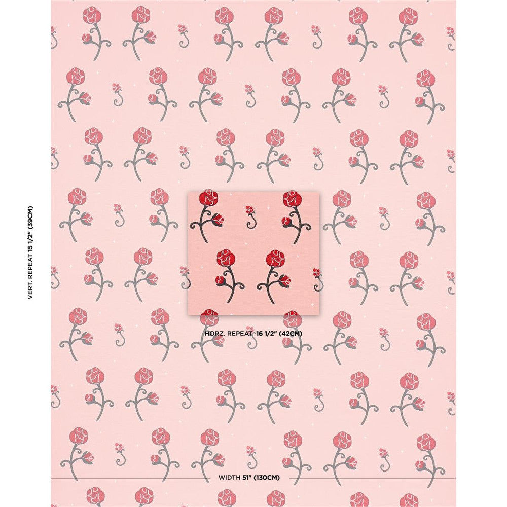 Rhinestone Cowboy Embroidery Pink 84552 by Schumacher Designer Fabric Backdrop 16.5" - Swanky Fabrics -