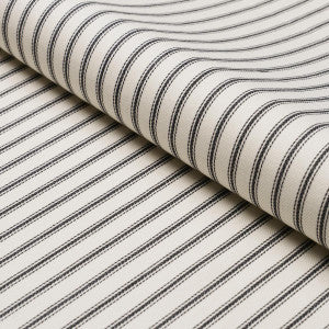 Griffin Ticking Stripe Black & White 84860 by Schumacher Fabric