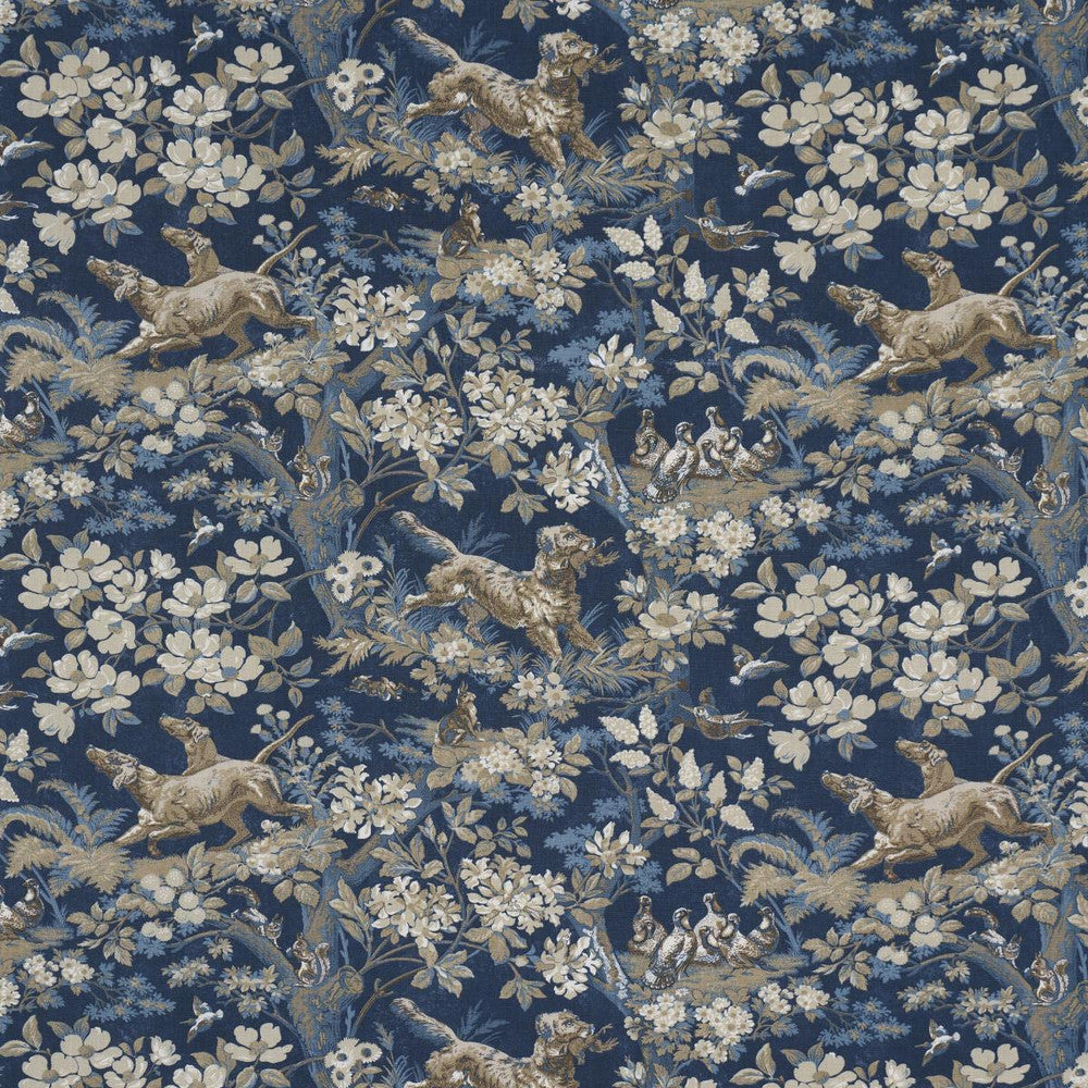 Hound Meadow Indigo 182262 by Schumacher Fabric A Country Life 27.0" - Fabric Carolina -