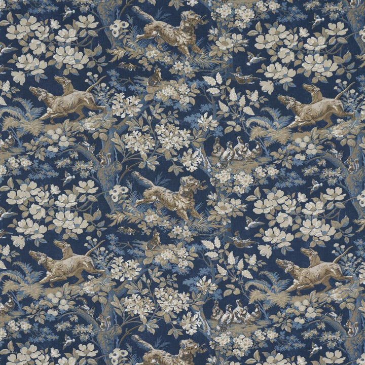 Hound Meadow Indigo 182262 by Schumacher Fabric A Country Life 27.0" - Fabric Carolina -