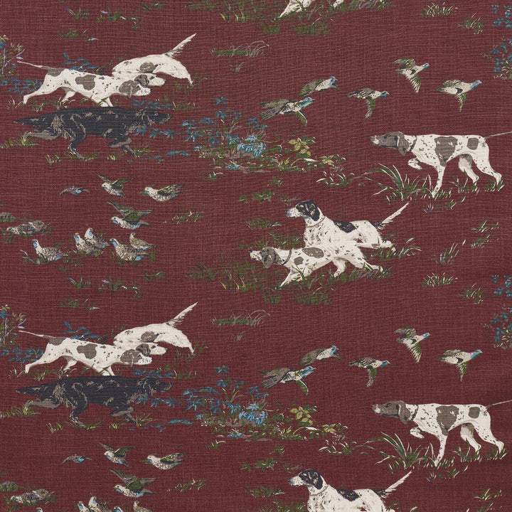 Pointers Burgundy 175165 by Schumacher Designer Fabric A Country Life 54.0" - Swanky Fabrics -