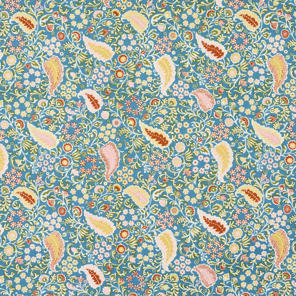 Peggy Paisley Azure 182432 by Schumacher Designer Fabric Ashbury 54.0" - Swanky Fabrics -
