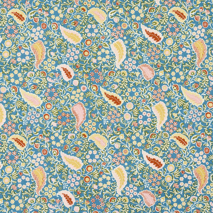 Peggy Paisley Azure 182432 by Schumacher Designer Fabric Ashbury 54.0" - Swanky Fabrics -