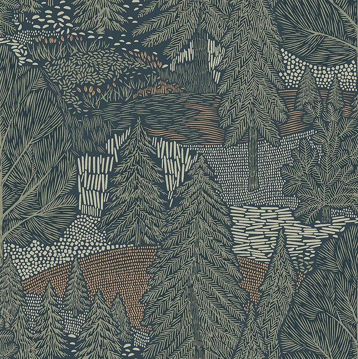 Northern Forest Spruce 4701 by Schumacher Designer Wallpaper A Country Life 20.88" - Swanky Fabrics -