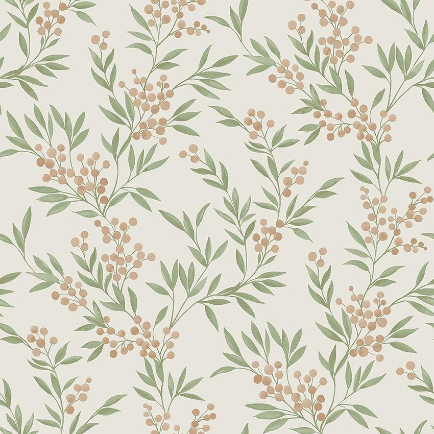 Forest Berries Leaf And Stone 4714 by Schumacher Designer Wallpaper A Country Life 20.88" - Swanky Fabrics -