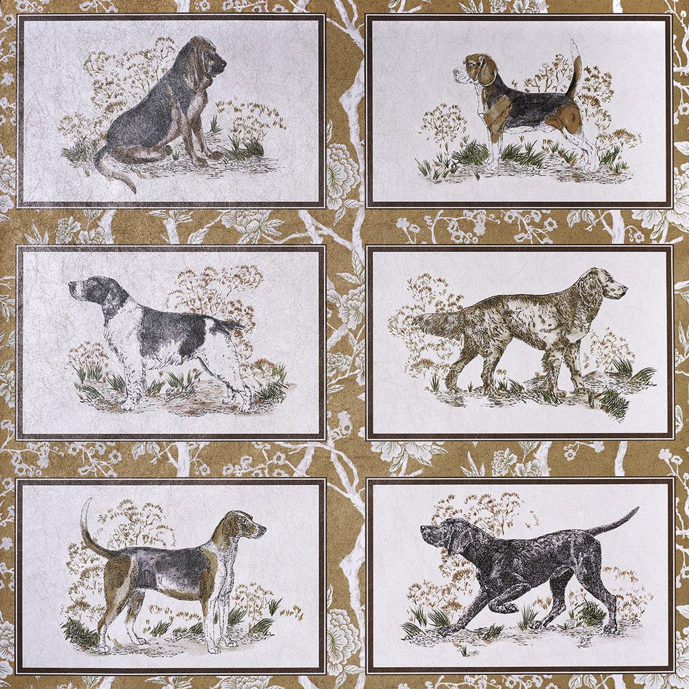 Chasers Legacy Metallic Gold Metallic 5016050 by Schumacher Wallpaper A Country Life 27.0" - Fabric Carolina -