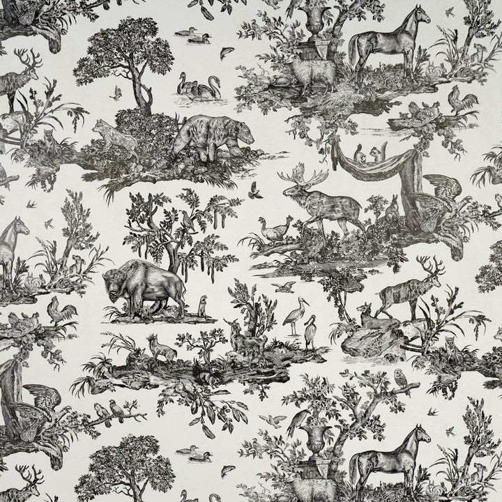 Western Toile Carbon 5016440 by Schumacher Designer Wallpaper A Country Life 38.0" - Swanky Fabrics -
