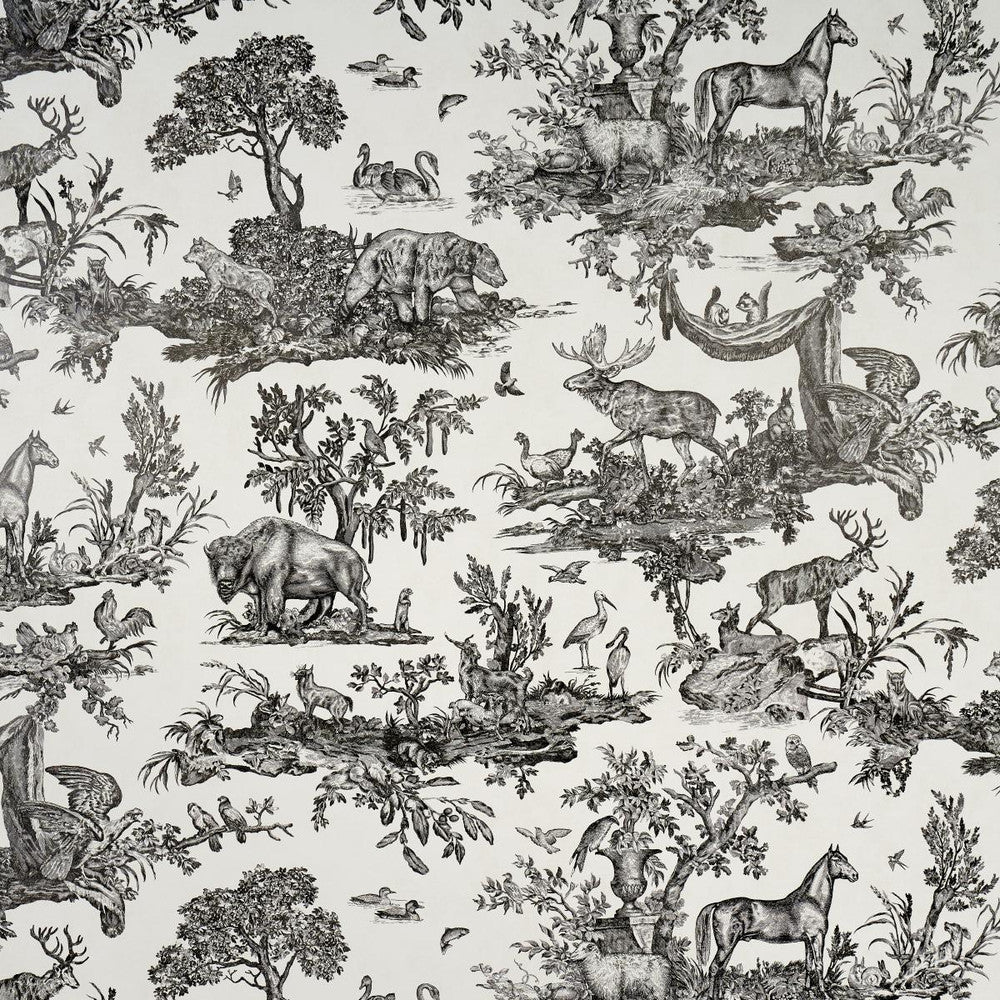 Western Toile Carbon 5016440 by Schumacher Wallpaper A Country Life 38.0" - Fabric Carolina -