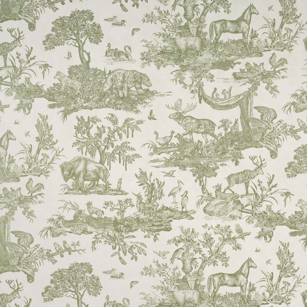 Western Toile Olive 5016441 by Schumacher Wallpaper A Country Life 38.0" - Fabric Carolina -
