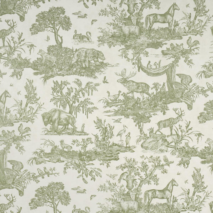 Western Toile Olive 5016441 by Schumacher Wallpaper A Country Life 38.0" - Fabric Carolina -