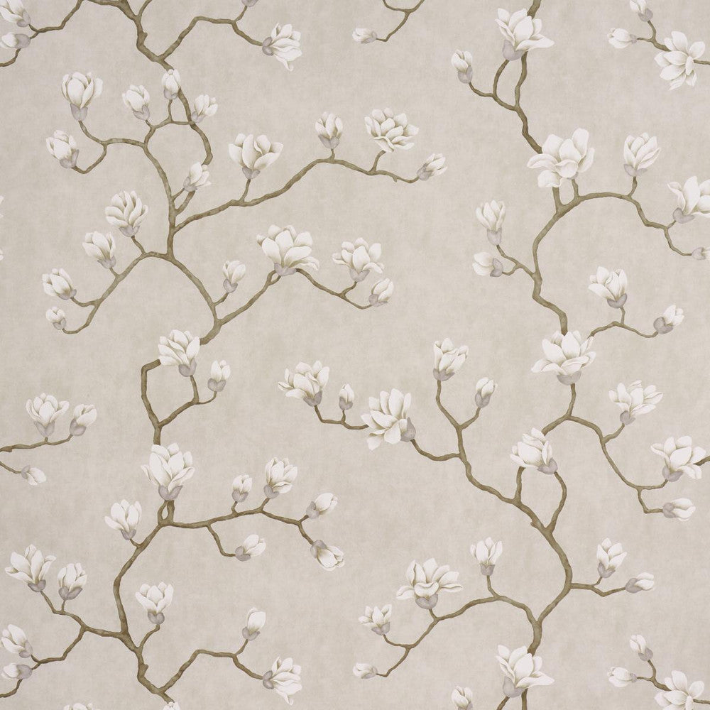 Magnolia Tree Grisaille 5016931 by Schumacher Wallpaper Botanical Garden 54.0" - Fabric Carolina -