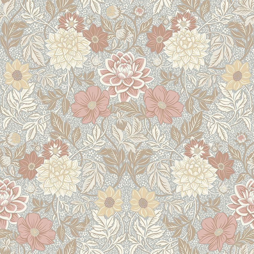 Dahlia Garden Multi 7692 by Schumacher Designer Wallpaper A Country Life 20.88" - Swanky Fabrics -