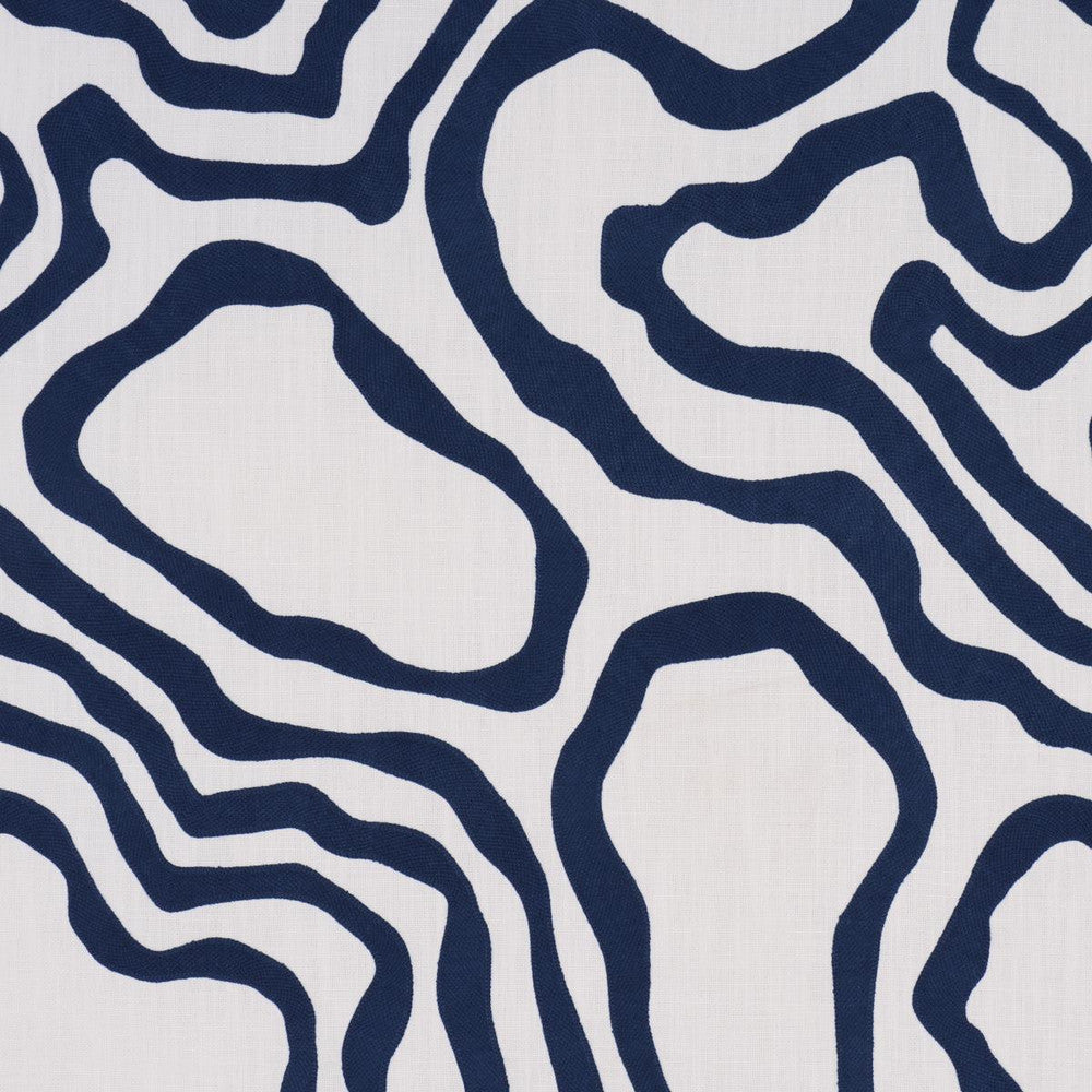Defeo Embroidery Indigo 84432 by Schumacher Fabric Mesa 25.5" - Fabric Carolina -