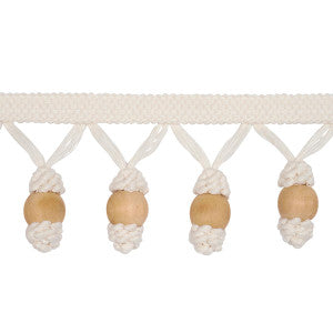Wooden Ball Fringe Ivory 84700 by Schumacher Trim