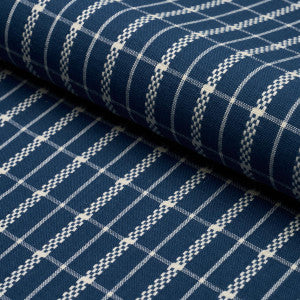 Boyd Check Indigo 84681 by Schumacher Fabric