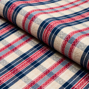 Fonda Hand Woven Plaid Rouge & Navy 84720 by Schumacher Fabric