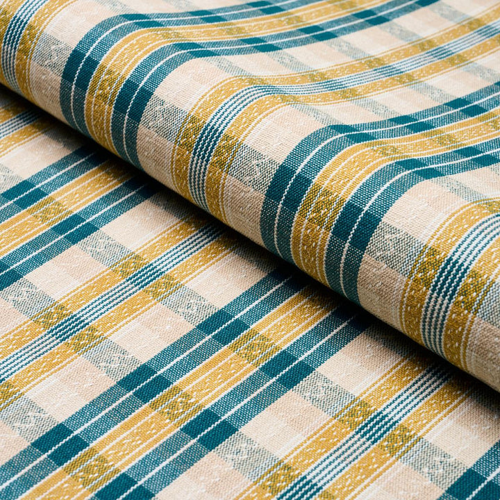 Fonda Hand Woven Plaid Teal & Citron 84722 by Schumacher Fabric Ashbury 5.25" - Fabric Carolina -