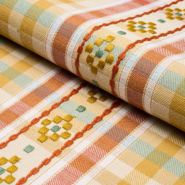 Hutton Hand Woven Check Ochre 84732 by Schumacher Fabric Ashbury 13.38" - Fabric Carolina -