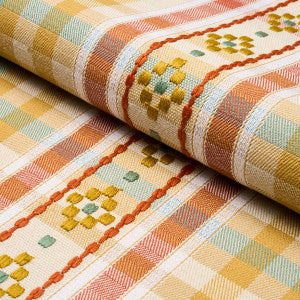 Hutton Hand Woven Check Ochre 84732 by Schumacher Fabric