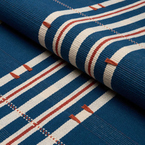 Remmy Hand Woven Stripe Indigo 84780 by Schumacher Fabric