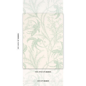 Ocean Toile Eucalyptus On Linen 5008721 by Schumacher Wallpaper