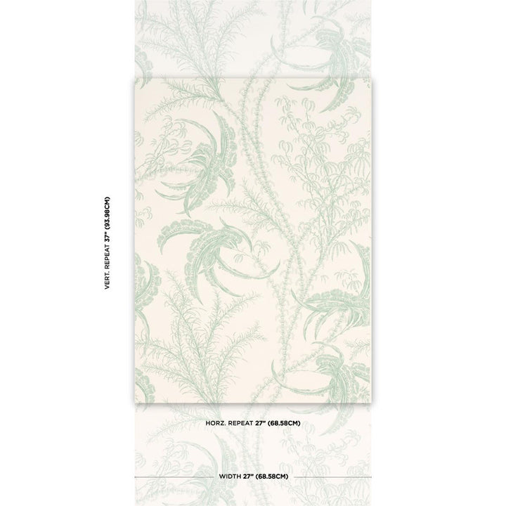 Ocean Toile Eucalyptus On Linen 5008721 by Schumacher Wallpaper A Love Affair 27.0" - Fabric Carolina -