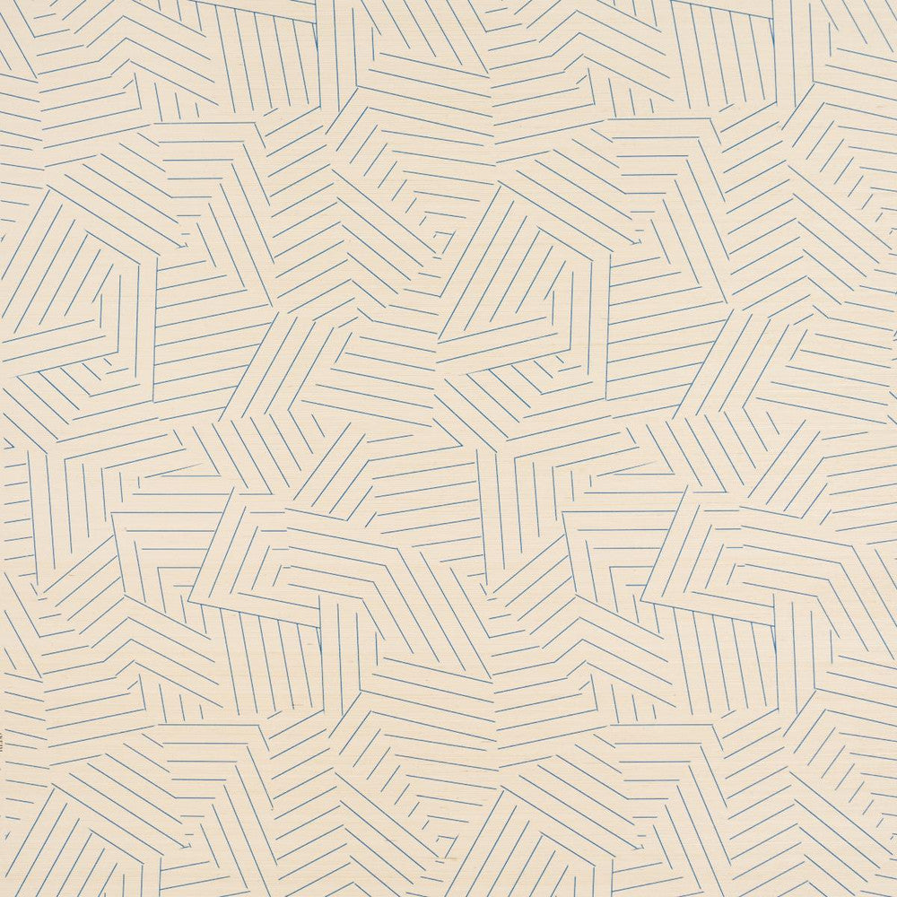 Deconstructed Stripe Sisal Cobalt 5016581 by Schumacher Designer Wallpaper Textured & Woven Wallcoverings 17.0" - Swanky Fabrics -