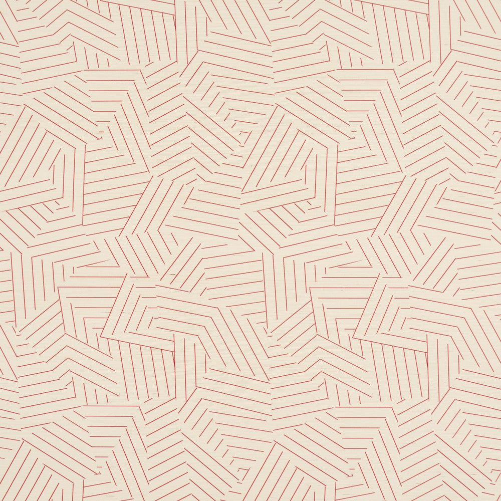 Deconstructed Stripe Sisal Red 5016582 by Schumacher Wallpaper Textured & Woven Wallcoverings 17.0" - Fabric Carolina -