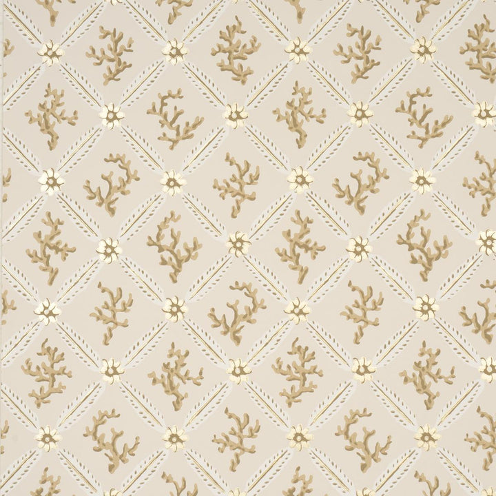 Corail Leaf Trellis Champagne 5016640 by Schumacher Wallpaper Timothy Corrigan 20.5" - Fabric Carolina -