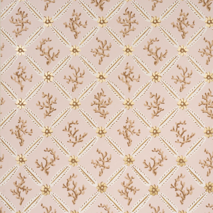 Corail Leaf Trellis Blush 5016642 by Schumacher Wallpaper Timothy Corrigan 20.5" - Fabric Carolina -