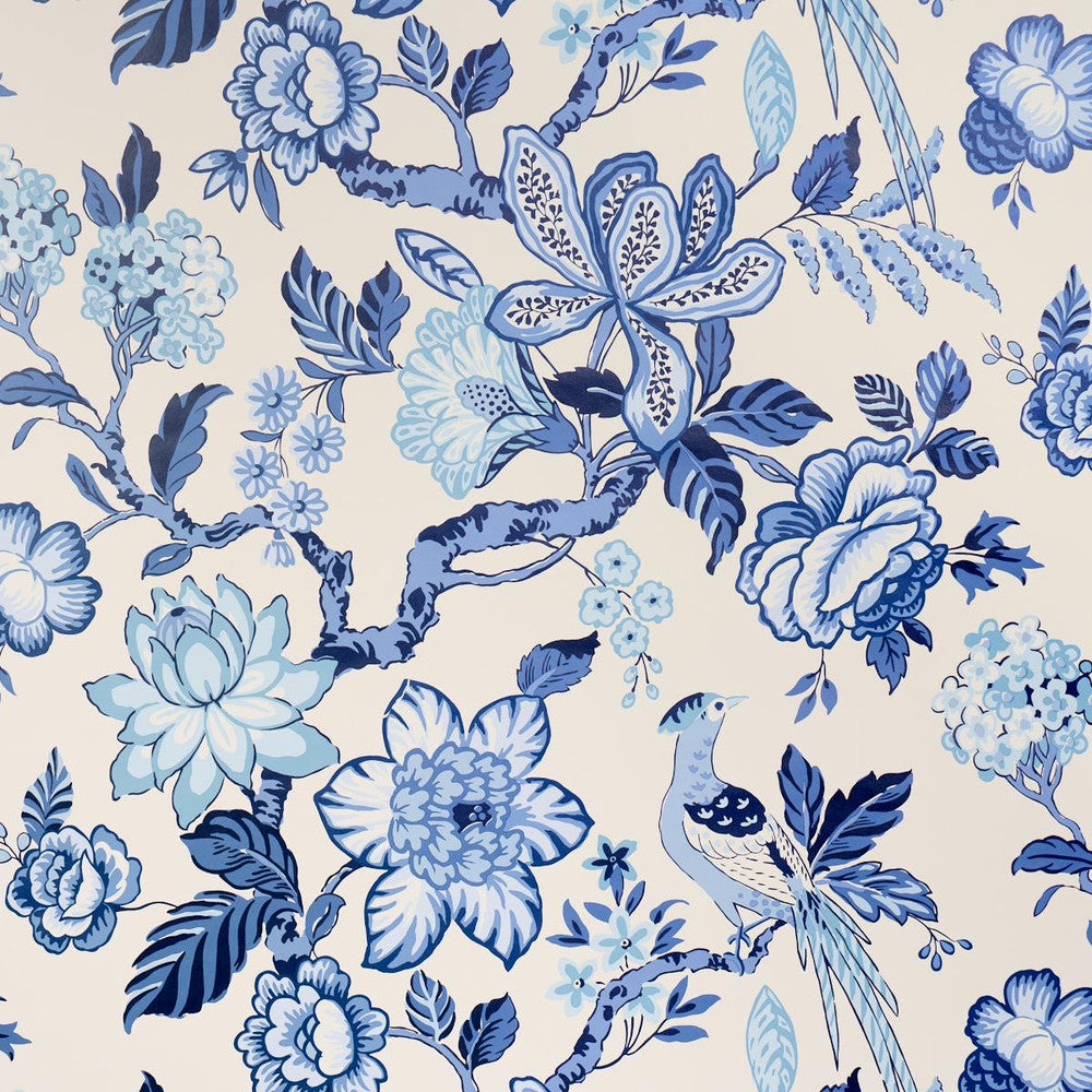 Huntington Gardens Bleu Marine 5016660 by Schumacher Wallpaper Timothy Corrigan 27.0" - Fabric Carolina -