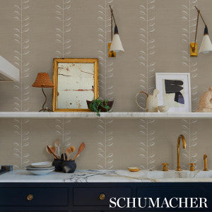 Geo Leaf Sisal Bone & White 5016700 by Schumacher Wallpaper