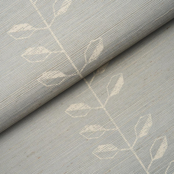 Geo Leaf Sisal Mineral & Ivory 5016702 by Schumacher Wallpaper Textured & Woven Wallcoverings 11.38" - Fabric Carolina -