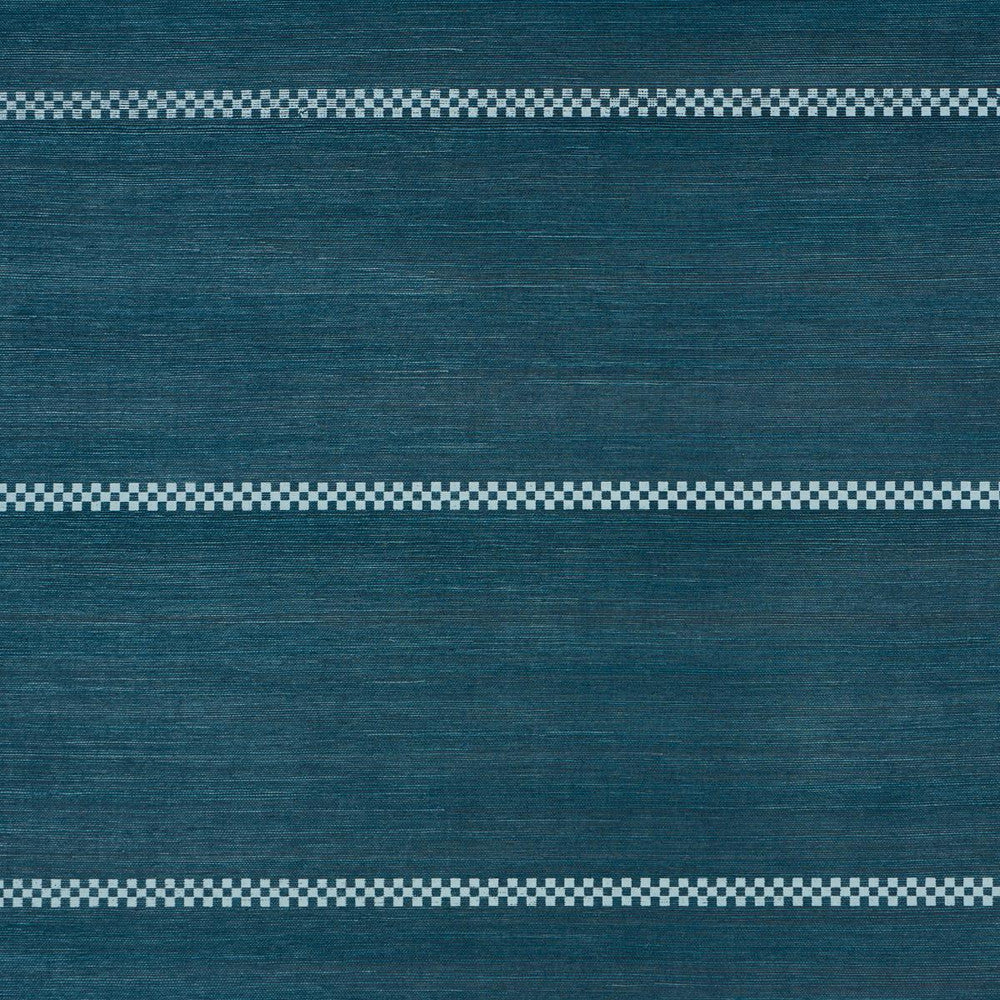 Checkered Stripe Sisal Peacock 5016752 by Schumacher Wallpaper Textured & Woven Wallcoverings 34.0" - Fabric Carolina -