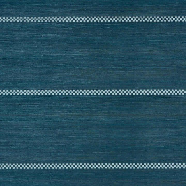 Checkered Stripe Sisal Peacock 5016752 by Schumacher Wallpaper Textured & Woven Wallcoverings 34.0" - Fabric Carolina -