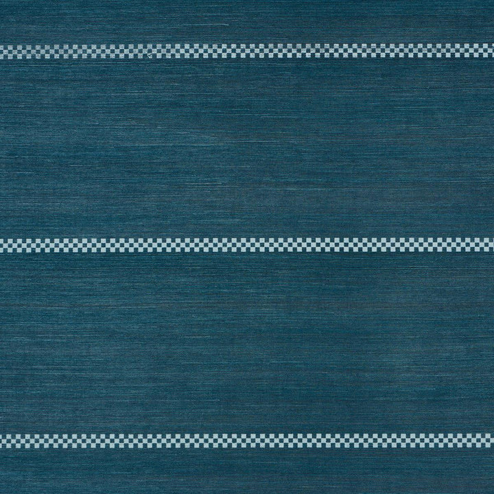 Checkered Stripe Sisal Peacock 5016752 by Schumacher Designer Wallpaper Textured & Woven Wallcoverings 34.0" - Swanky Fabrics -