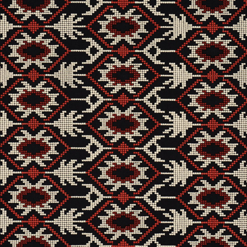 Andean Tribute Embroidery Ruby Midnight Shadows 85410 by Schumacher Fabric Johanna Ortiz 14.5" - Fabric Carolina -